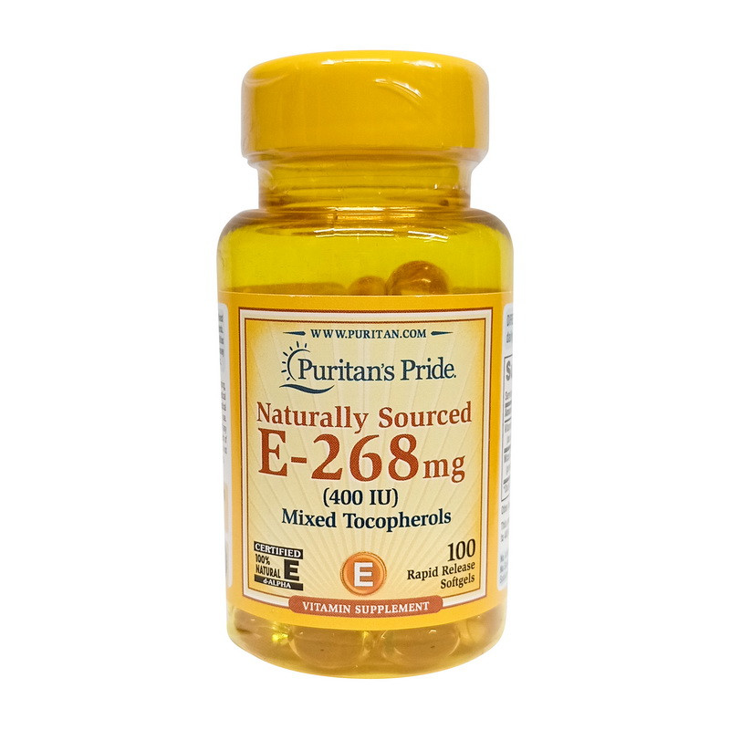 Вітамін Е Puritan's Pride Naturally Sourced E-268 mg (400 IU) Mixed Tocopherols 100 softgels