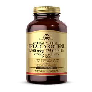 Сухий бета-каротин Solgar Beta-Carotene 7500 mcg 180 softgels