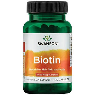 Swanson Biotin Біотин, 5000 mcg, 30 капсул