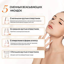 Вакуумний очищувач пір шкіри обличчя з нагріванням рожевий Jasslife прилад для пілінгу і вакуумного чищення 4 насадки, фото 6