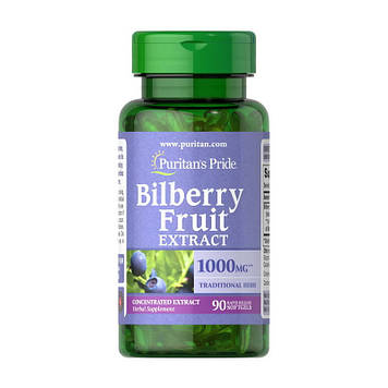 Екстракт чорниці Пуританс Прайд / Puritan's Pride Bilberry Fruit Extract 1000 mg (90 softgels)