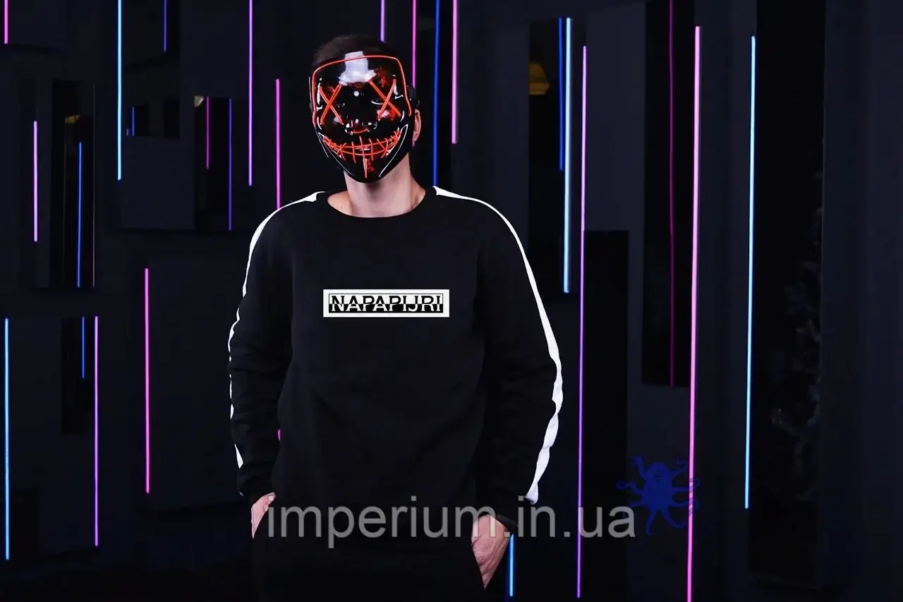 Стильний світшот напапірі | чорна кофта з білими лампасами