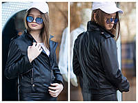 Стильная подростковая демисезонная куртка-косуха на девочку 9 10 11 12 13 14 лет черный