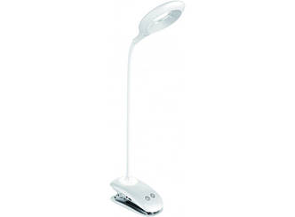 Світлодіодна настільна лампа LUXEL 6W білий на прищіпці + USB, нічник (TLC-04W)