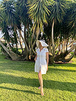Платье сафари льняное летнее женское белое повседневное