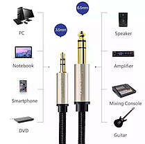 Аудіо кабель стерео HI-FI UGREEN AV127 AUX 3.5mm - 6.3mm Male, TRS, 1 / 4-1 / 8 дюйма 1 метр в тканинній оплітці, фото 6
