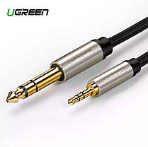 Аудіо кабель стерео HI-FI UGREEN AV127 AUX 3.5mm - 6.3mm Male, TRS, 1 / 4-1 / 8 дюйма 1 метр в тканинній оплітці, фото 3
