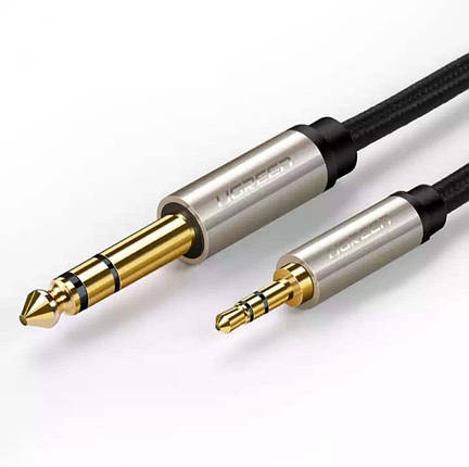 Аудіо кабель стерео HI-FI UGREEN AV127 AUX 3.5mm - 6.3mm Male, TRS, 1 / 4-1 / 8 дюйма 1 метр в тканинній оплітці, фото 1