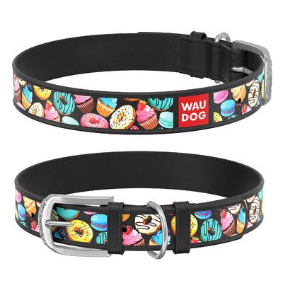 Нашийник для собак шкіряний WAUDOG Design "Пончики", фото 1