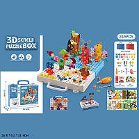 Конструктор-мозаїка на шурупах "Магічні пластини" 3169-24, 2в1 плоскі + об'ємні, тварини