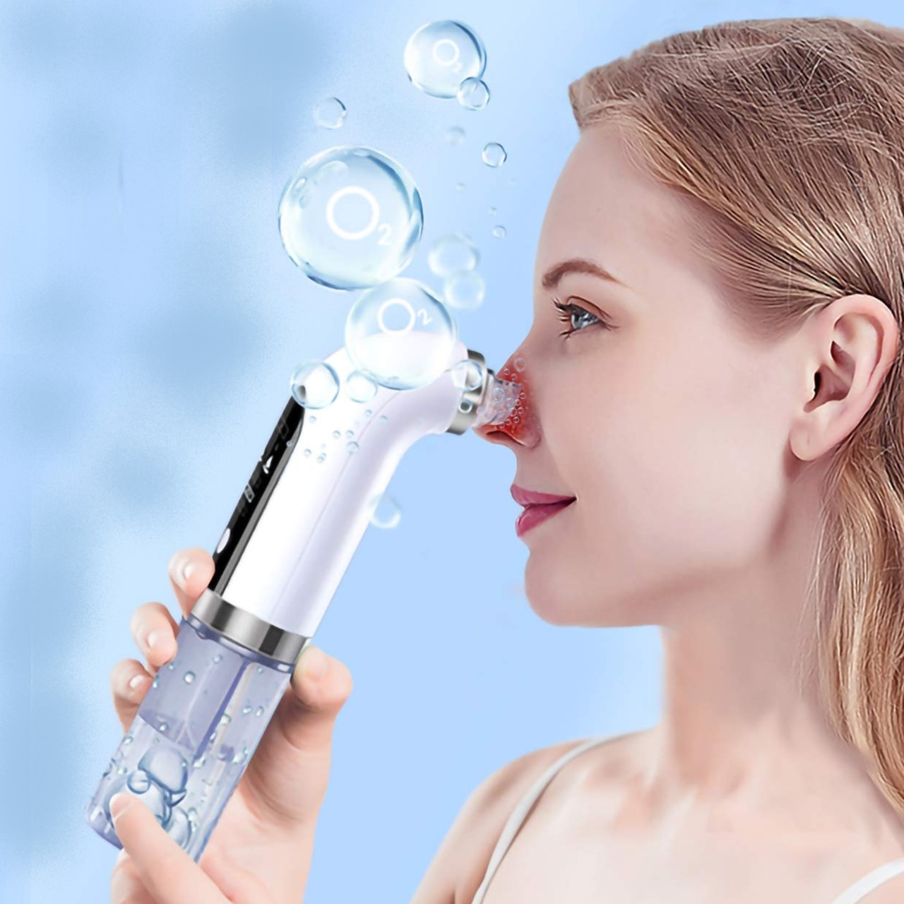 Вакуумний очищувач пор шкіри обличчя з бульбашками води прилад для вакуумного чищення 6 насадок BR104 білий