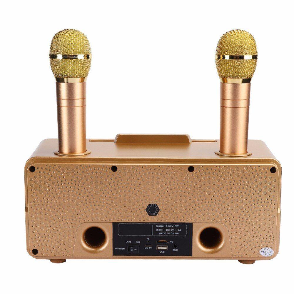 Портативная Караоке система с двумя микрофонами 30Ват. SDRD SD-309 золото - фото 2 - id-p1457072220