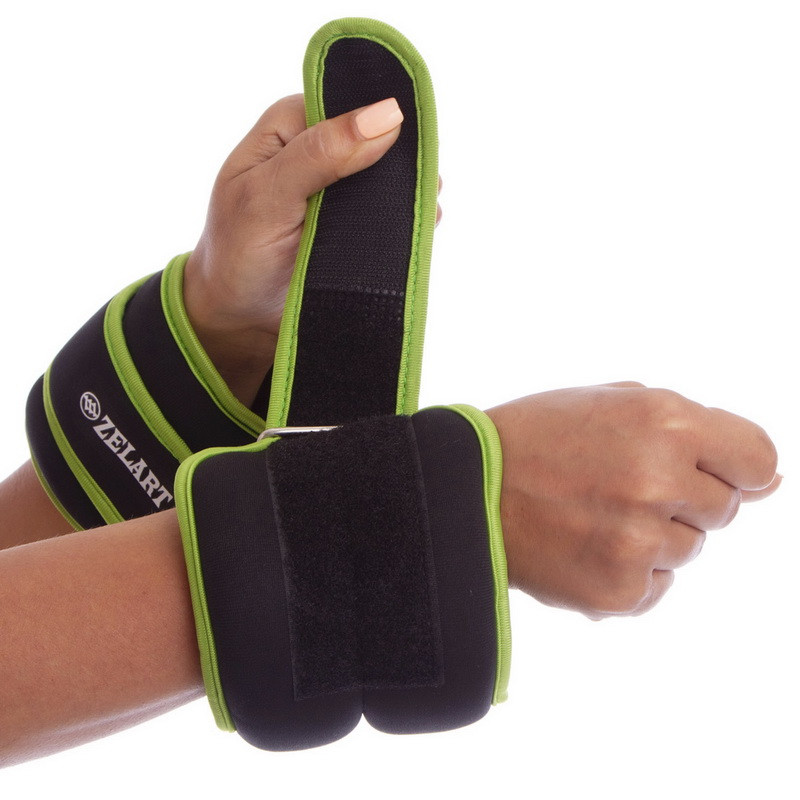 Обтяжувачі-манжети для рук і ніг (пара по 1,5 кг) Zelart FI-5732-3 салатовий