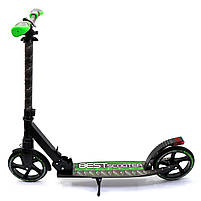 Самокат двоколісний Best Scooter, зелений, гальмо зі світлом, PU 20 см, до 100 кг, (86125), фото 4