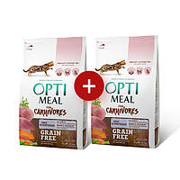 АКЦІЯ! 1+1 Optimeal беззерновий сухий корм для кішок, з качкою й овочами 8КГ корму за ціною 4КГ