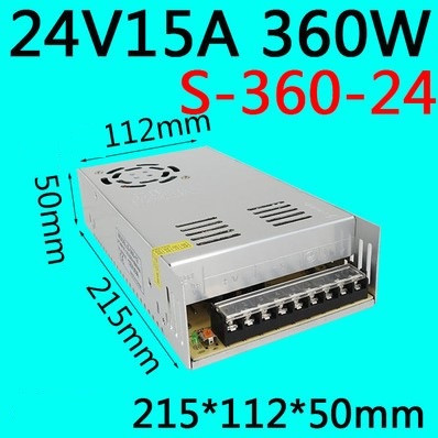 Імпульсний Блок живлення, 220 AC-DC 24 В 15 А 360 Вт у перфорованому корпусі