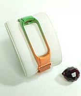 Яркий браслет-ремешок миланская петля на магните для Mi Band 3,4 и Mi Band 5,6. Цвет зелено-оранжевый..