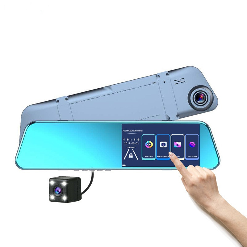 Видеорегистратор зеркало с камерой заднего вида DVR Full HD 1080 с сенсорным экраном - фото 1 - id-p1457144152