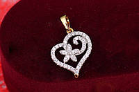 Кулон Xuping Jewelry сердце с цветочком в середине 1,9 см золотистый