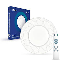 Стельовий світлодіодний світильник Feron AL6040 ART 72W LED 3000K-6000K з пультом ДУ 500*70mm круглий 5400Lm