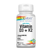 Витамин Д3 + Витамин К2 Соларай / Solaray Vitamin D3+K2 (soy free) (60 veg caps)