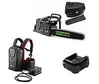 Комплект аккумуляторных инструментов GreenWorks 82 V : цепная пила, АКБ 12,5 Ач 82 В(рюкзак) и ЗУ