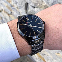 Мужские классические часы Curren Original металлические, черные оригинальные