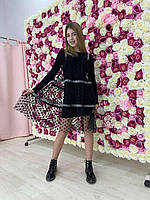 Сукня-футляр для дівчинки нарядна з сарафаном-сіткою з фатину р. 128-164