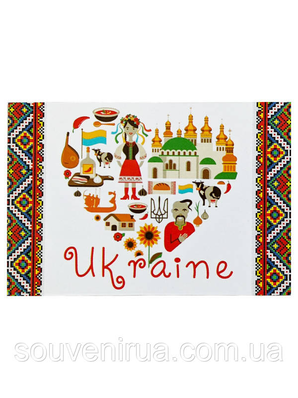 Магніт м’який прямокутний плоский Ukraine серце, фото 1