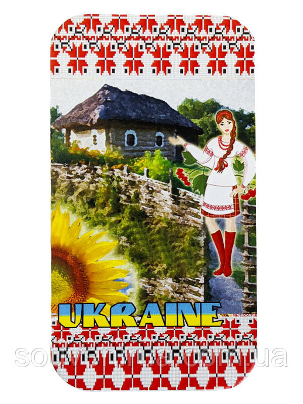 Магніт м’який прямокутний плоский Українська хатина орнамент, фото 1
