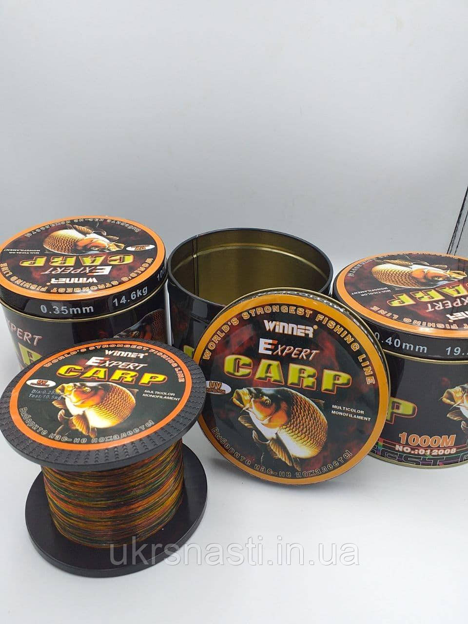 Рибальська Волосінь 0.25 мм 1000 м Carp Expert мультиколор (d-0.25 - d - 0.6), (Короп експерт), фото 1