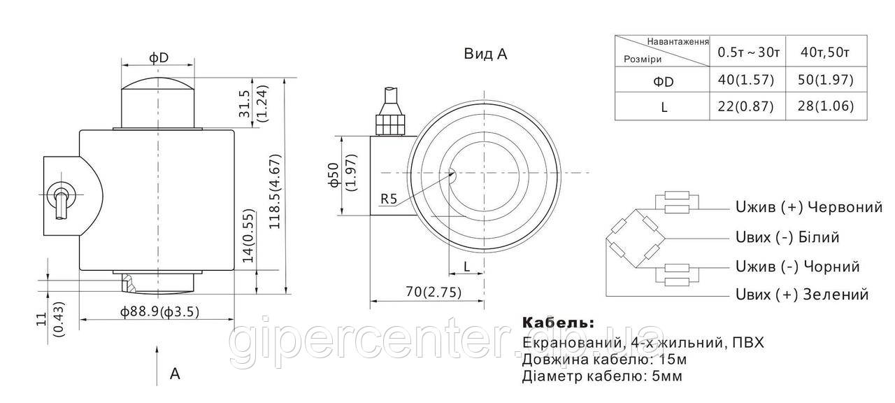 Тензодатчик стержневого (колонного) типа BM14C-C3-50T-16B - фото 2 - id-p1457230994