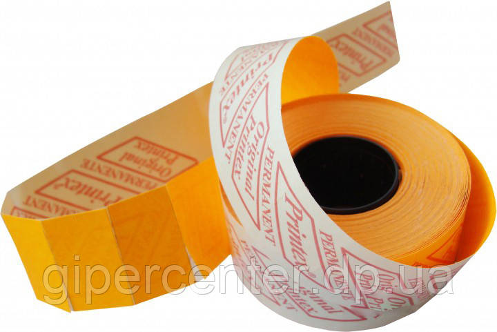Етикет-стрічка Printex 26х16 прямокутна помаранчева, фото 1
