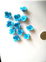 Голубые цветы с четырьмя лепесткам и жемчугом, ручной работы из полимерной глины для изготовления украшений