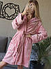 Махровий халат пудровий жіночий із капюшоном Туреччина, фото 9