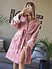 Махровий халат пудровий жіночий із капюшоном Туреччина, фото 7