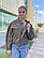 Жіноча коричнева шкіряна куртка з накладними карманами, фото 4