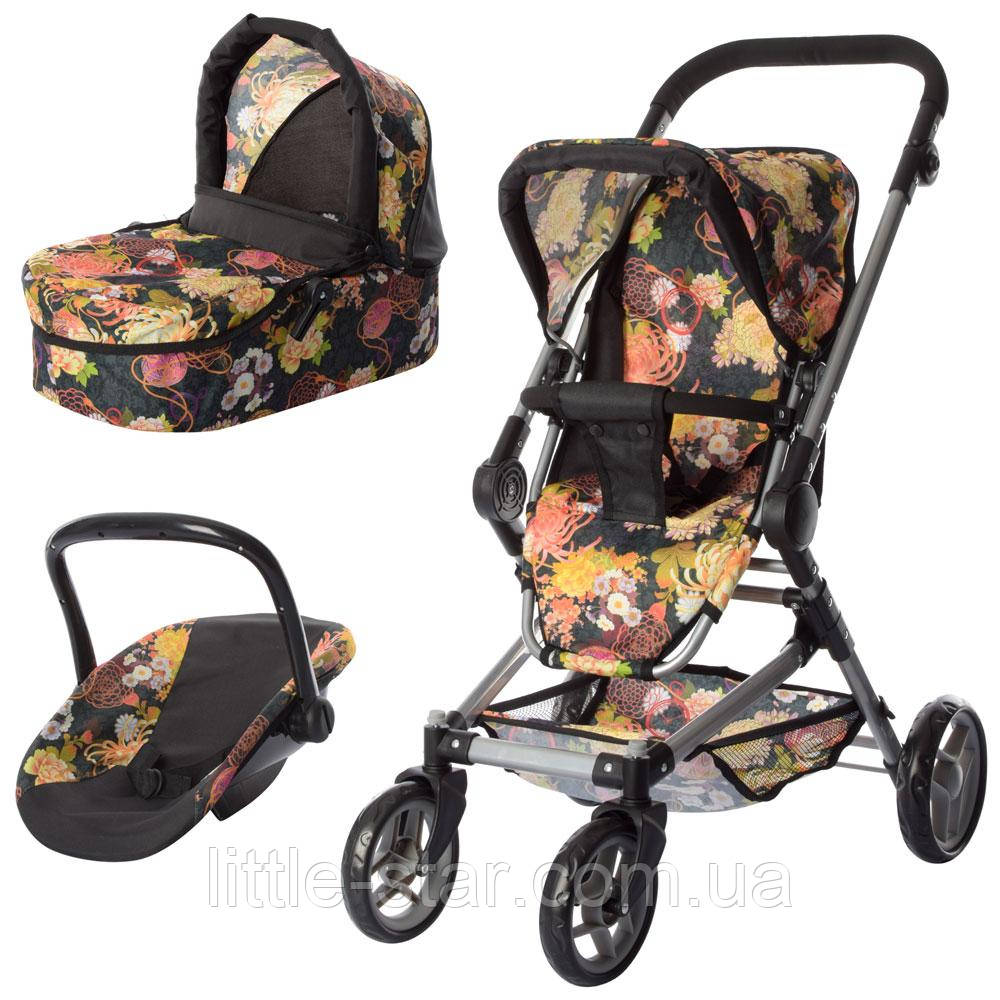 Дитяча коляска для ляльки 9636, класика, люлька, поворот. колеса, регул кермо