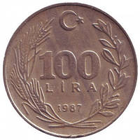 Монета 100 лир. 1987,89 год, Турция.(Г)