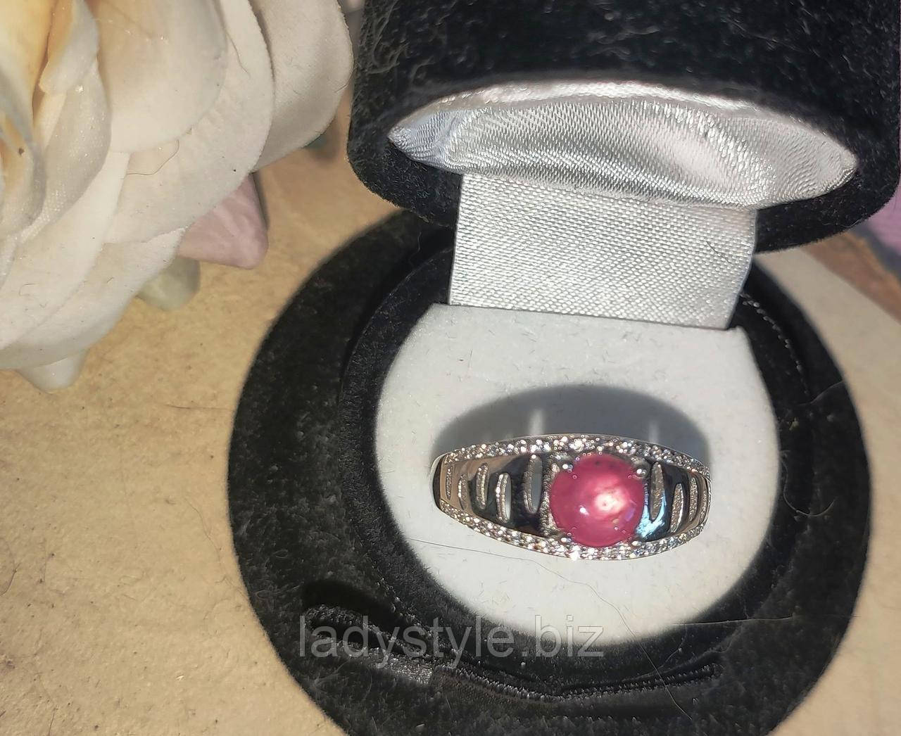 Срібний персень "Веста" із зірчастим рубіном, розмір 18,8, фото 1