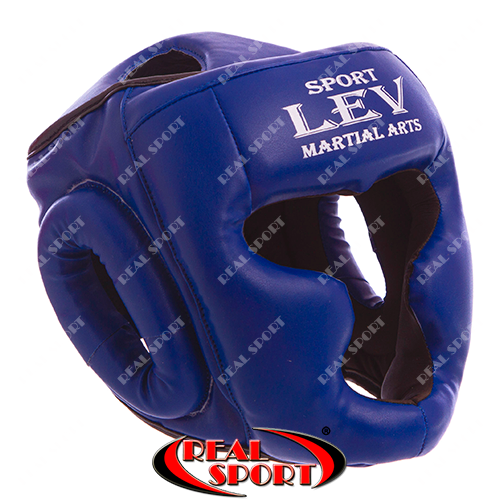 Шолом боксерський із повним захистом синій Lev LV-0338