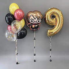 Кульки на день народження з фольгированной фігурою Гаррі Поттер і кулями браш