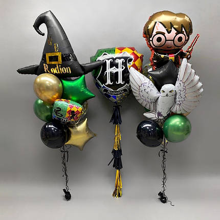 Композиція з куль на день народження в стилі Гаррі Поттер і кулька цифра, фото 2