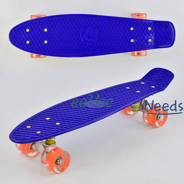 Скейт пенні борд зі світними колесами дитячий 55 х 15 см Best Board Синій (21764)