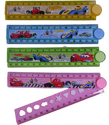 Лінійка кольорова пластикова 30 см, складається