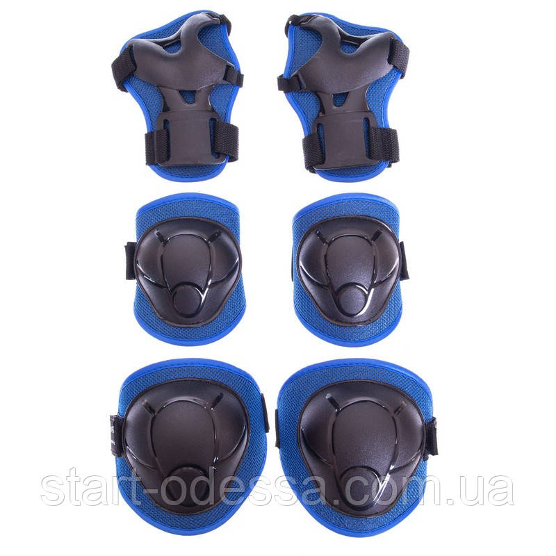 Комплект захисту для катання на роликах дитяча синя/чорна р. S, M
