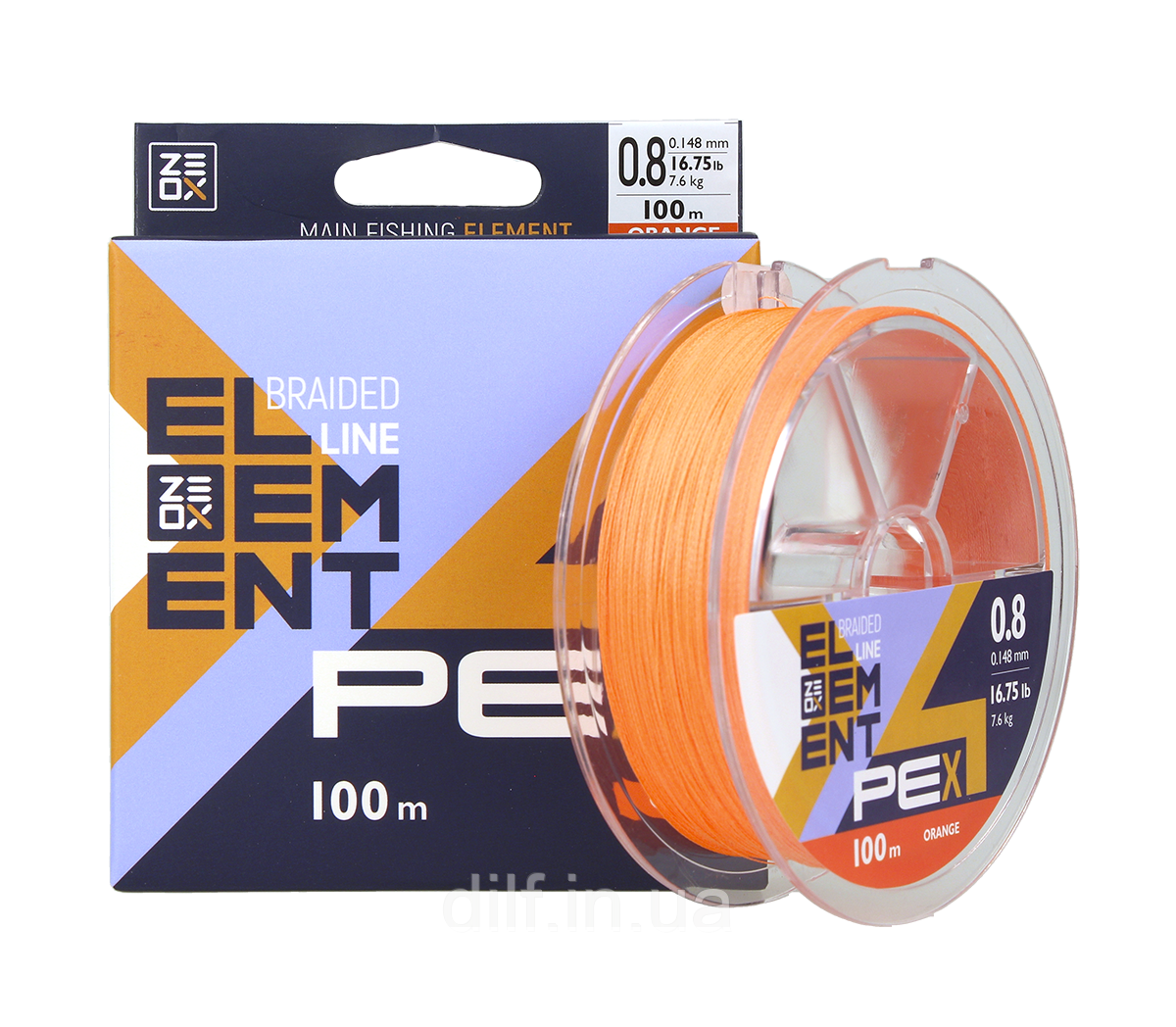 Шнур Zeox Element PE X4 100м 0.309мм OR #3.5 помаранчевий