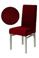 Чехлы на стулья со спинкой (Турция) Бордовая клеточка 6