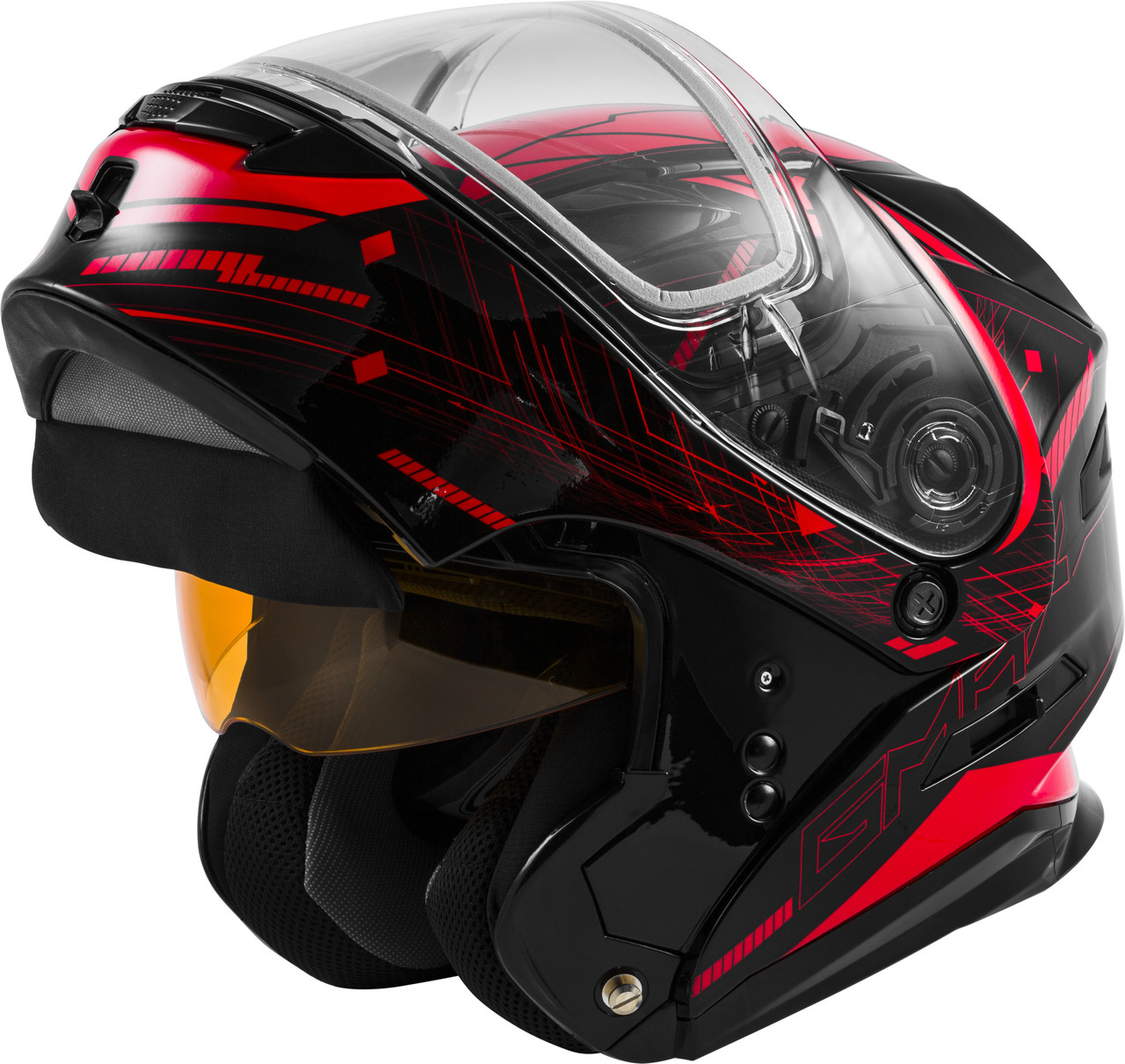 Шлем GMax black/red md01s модуляр с двойным визором - фото 3 - id-p1457353065