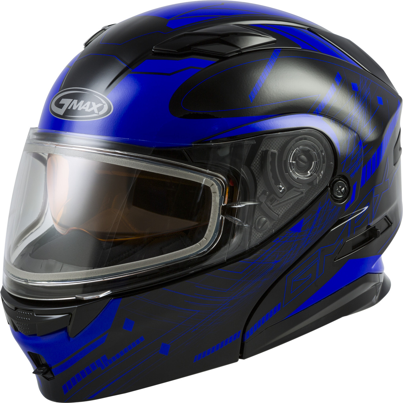 Шлем GMax black/blue md01s модуляр с двойным визором - фото 1 - id-p1457353545
